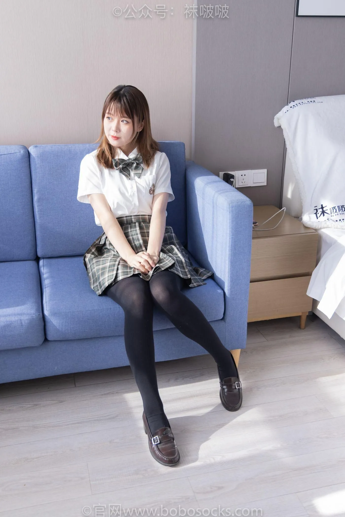 [BoBoSocks袜啵啵]NO.056 朵朵-JK制服、皮鞋、厚黑丝 [135P]插图9